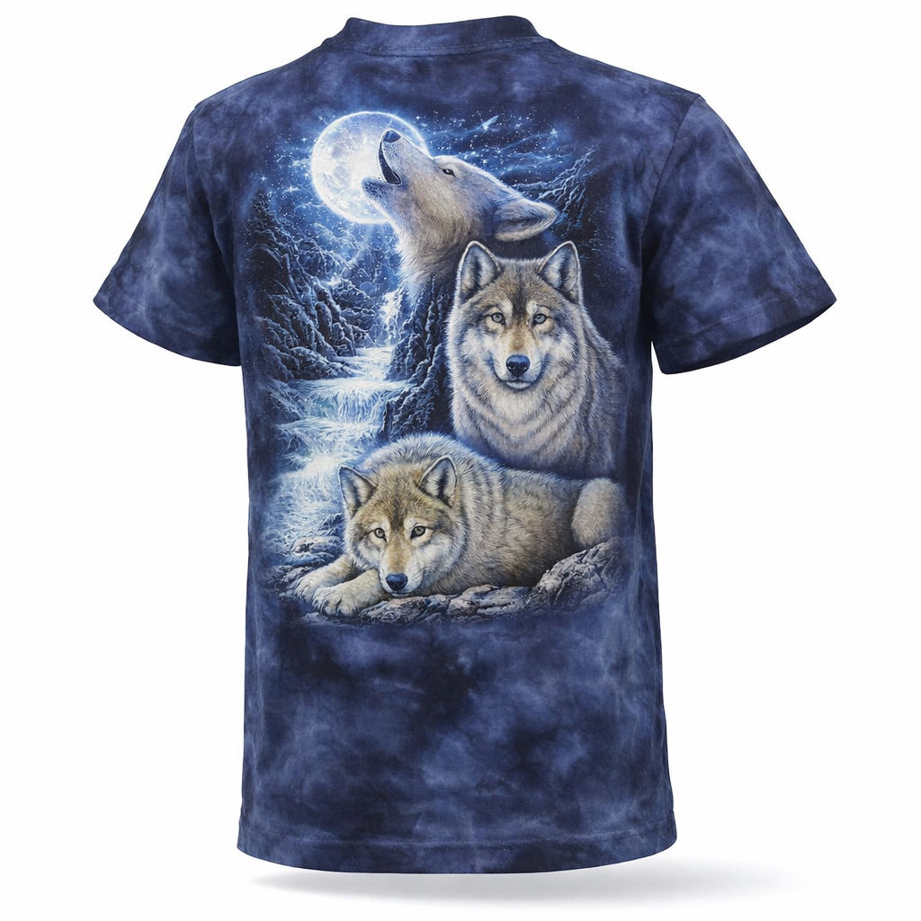 Kinder T-Shirt Wolfsrudel im Mondlicht