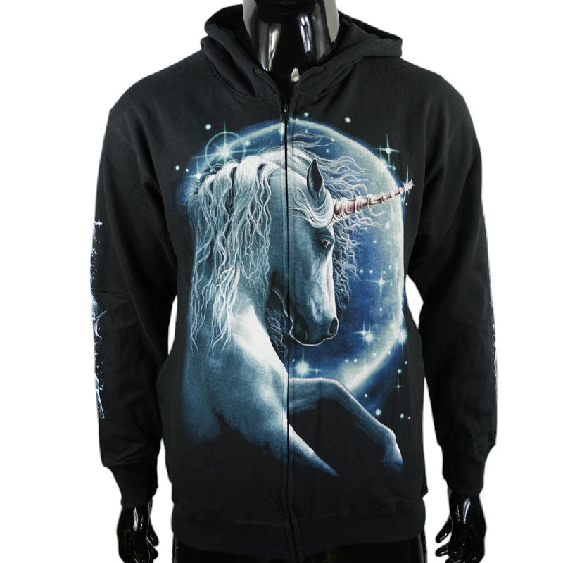 Einhorn Hoodie mit Mond und Sterne – Mystisches Fantasy-Motiv