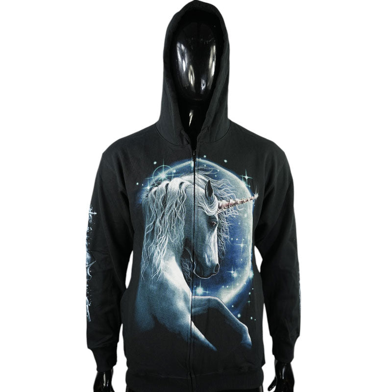 Einhorn Hoodie mit Mond und Sterne – Mystisches Fantasy-Motiv
