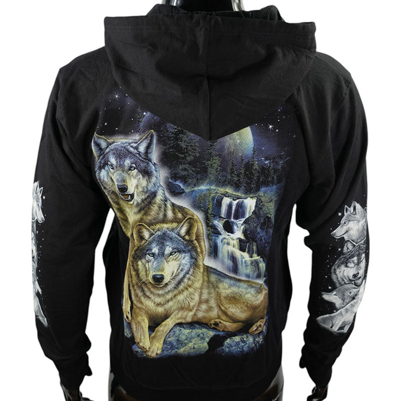 Hoodie „Wolfsnacht“ – Zip-Hoodie mit Wolf-Motiv