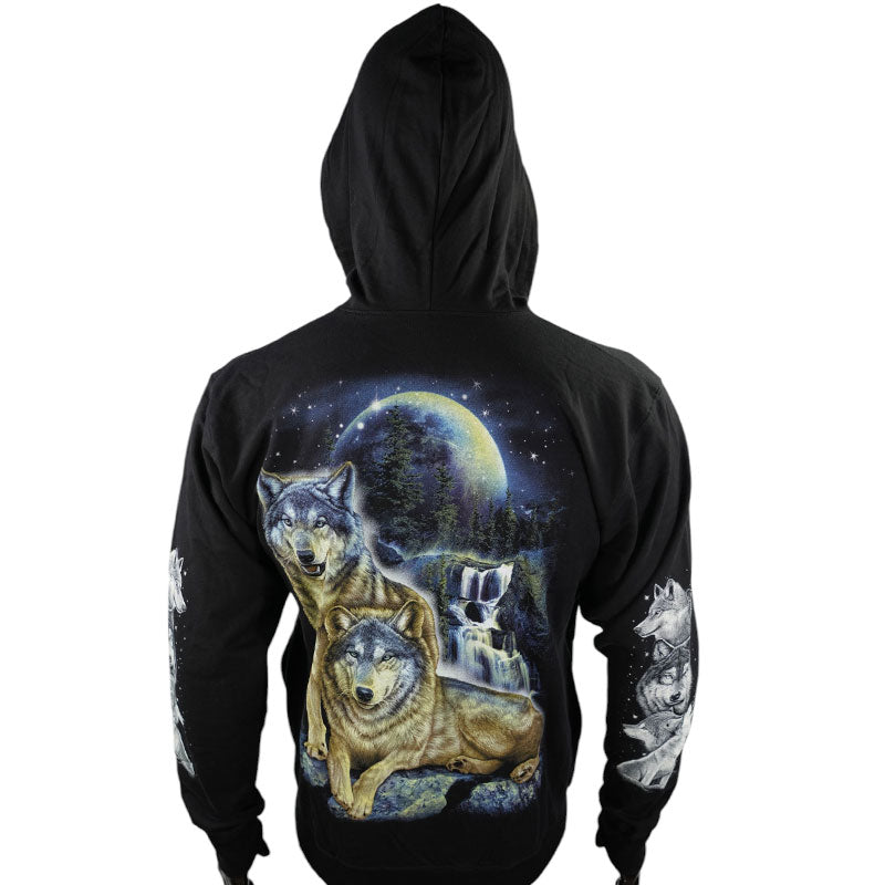 Hoodie „Wolfsnacht“ – Zip-Hoodie mit Wolf-Motiv