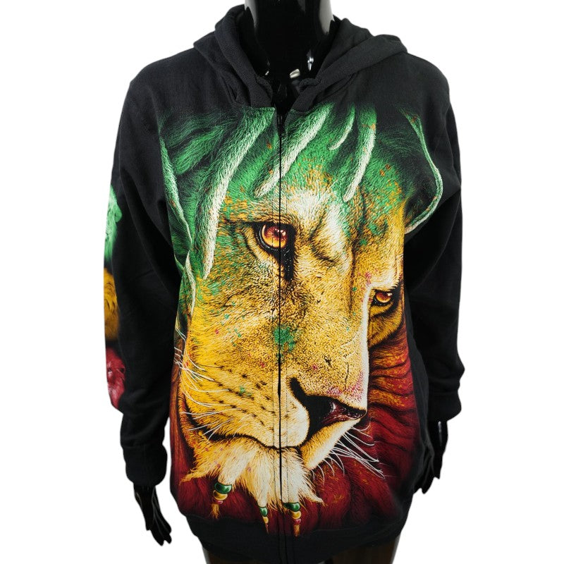 Zip-Hoodie Reggae Style – Löwe mit Dreadlocks
