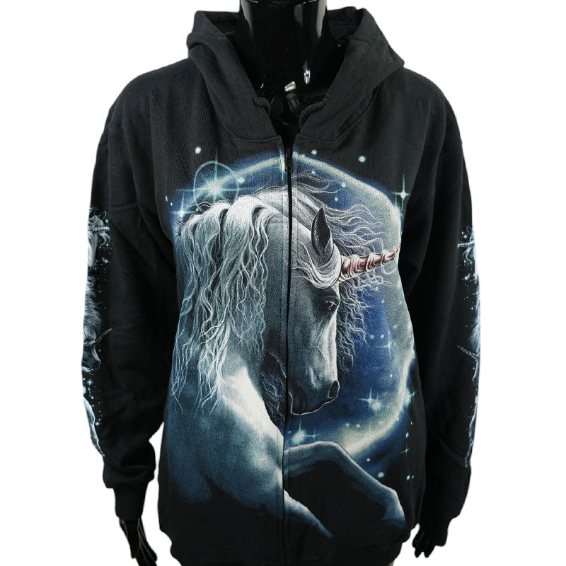 Einhorn Hoodie mit Mond und Sterne – Mystisches Fantasy-Motiv