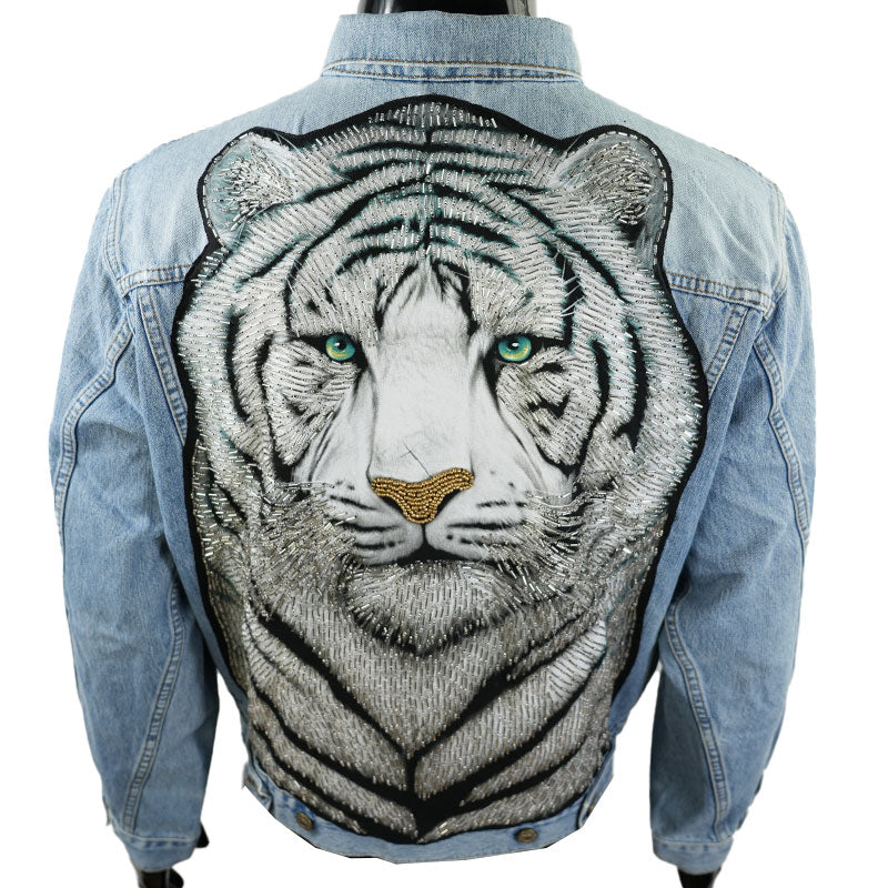 Jeansjacke “Eisblick des weißen Tigers”