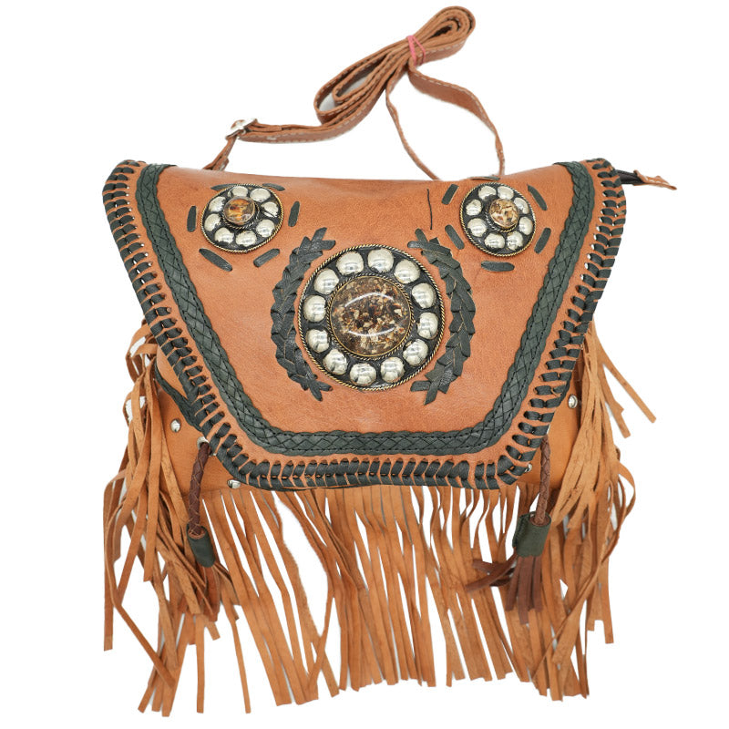 Boho Umhängetasche mit Ethno Applikationen