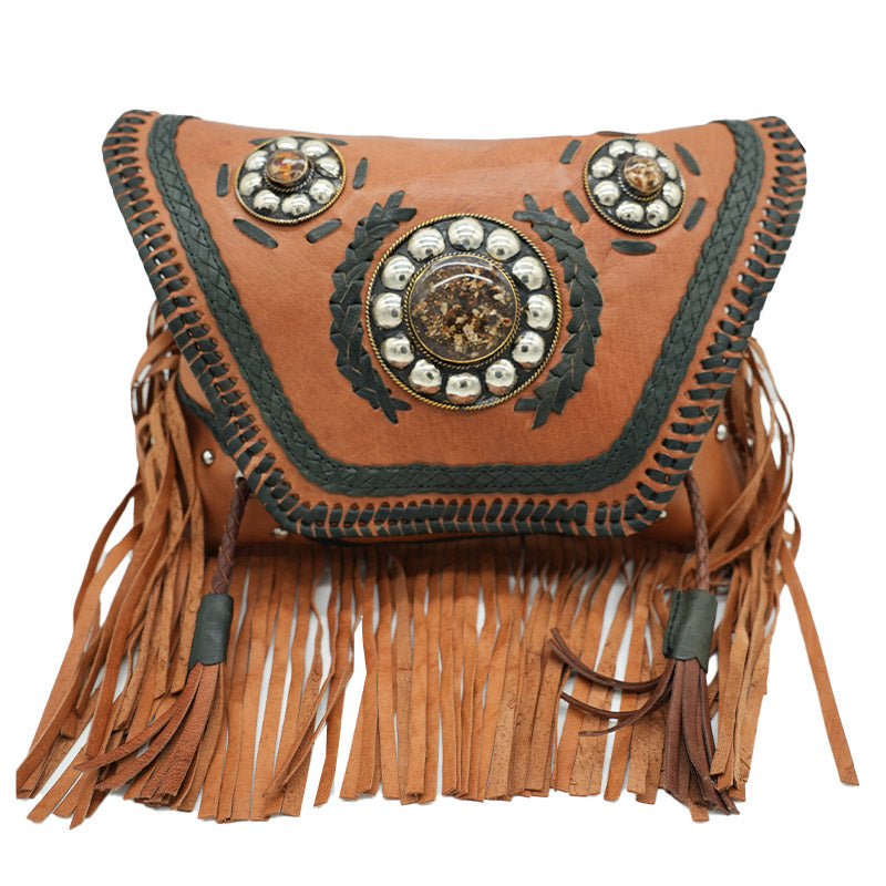 Boho Umhängetasche mit Ethno Applikationen