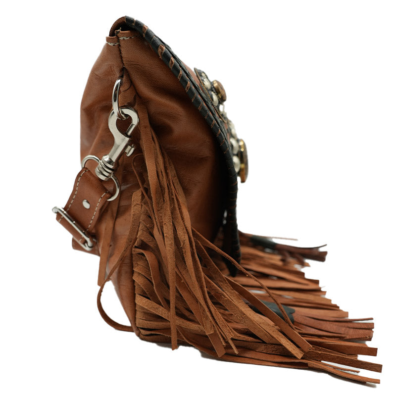 Boho Umhängetasche mit Ethno Applikationen