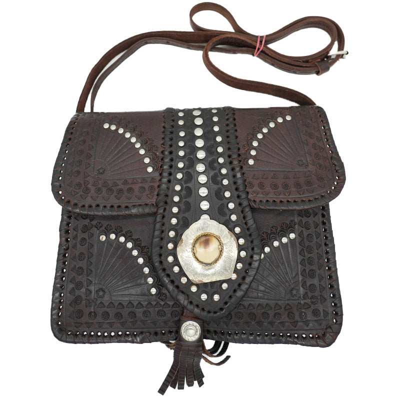 Boho Handtasche Braun mit Tribal-Design