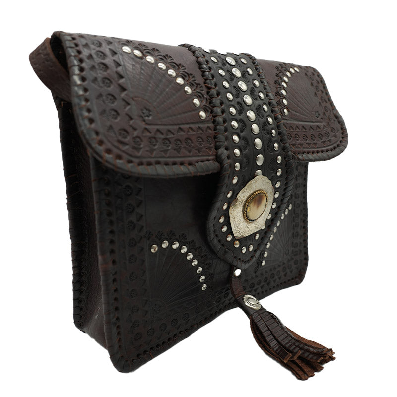 Boho Handtasche Braun mit Tribal-Design