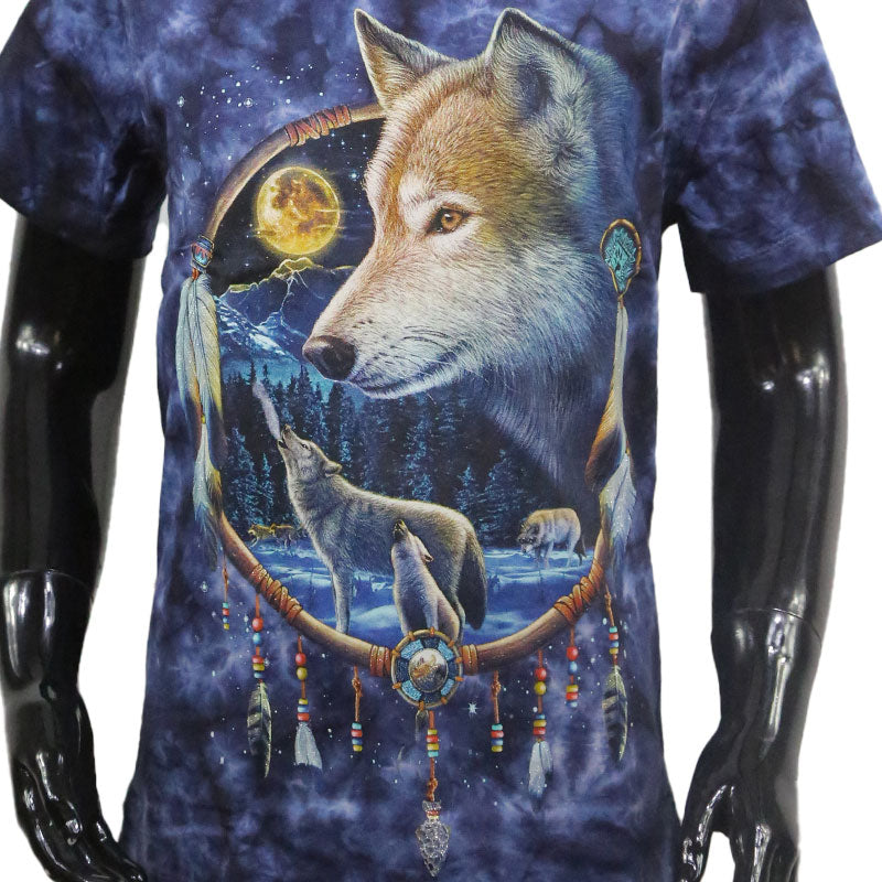 Wolfs T-Shirt für Kids – Indianisches Naturmotiv in Blau