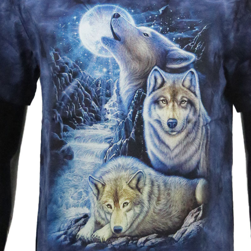 T-Shirt Kids Wolfsrudel vor strahlendem Vollmond