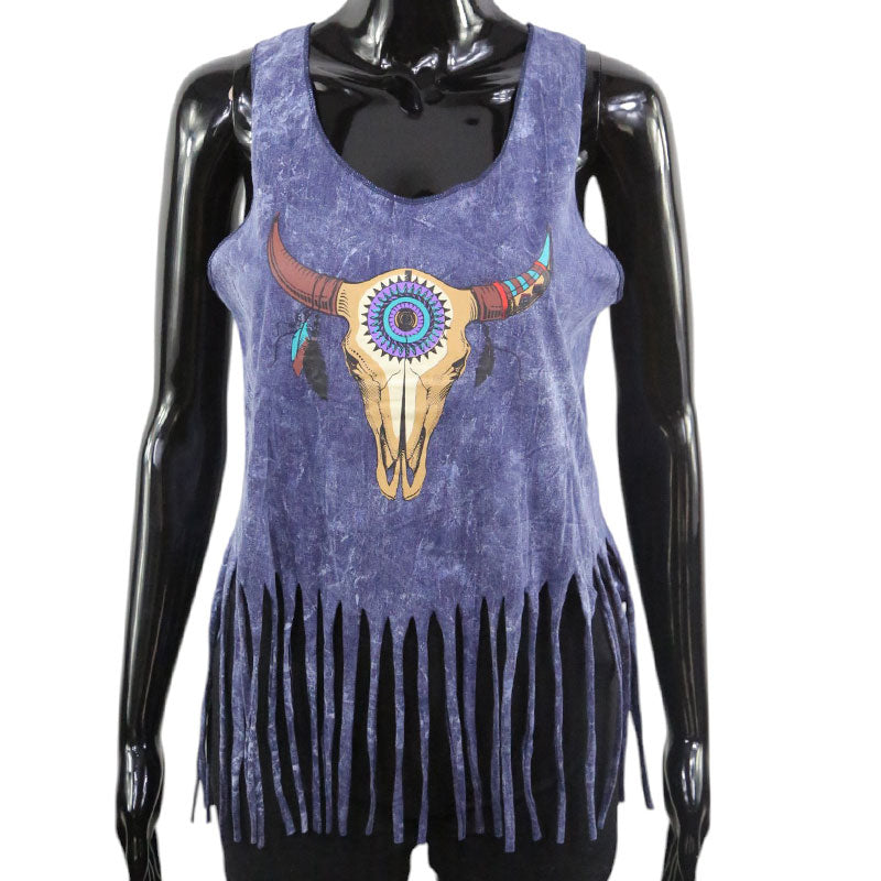 Bison Skull Top | Boho | Fransen