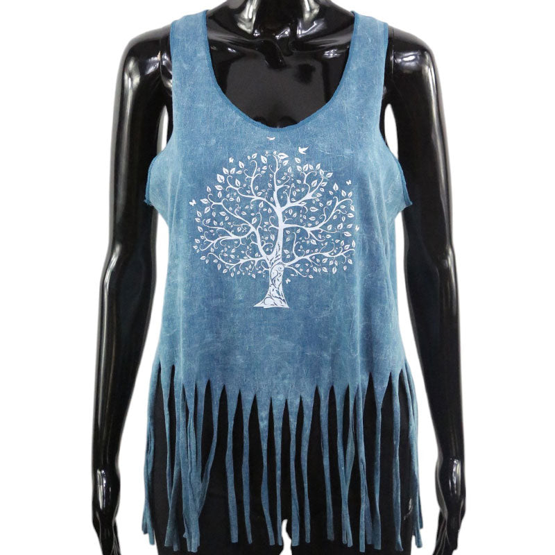 Boho Tanktop – Türkis mit weißem Baum des Lebens