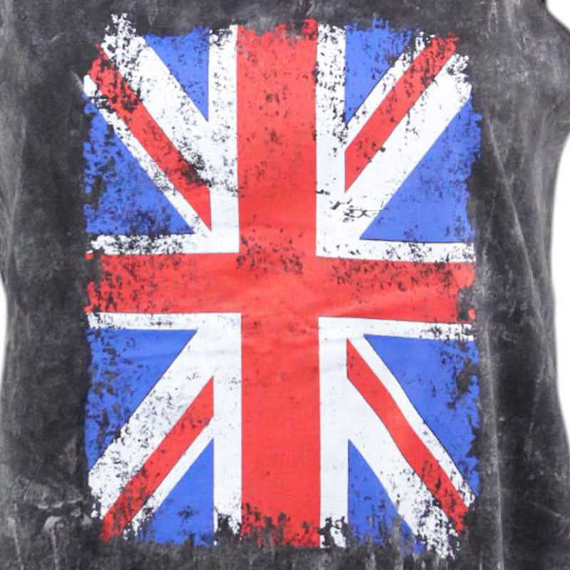 Boho Damen-Top – Union Jack in Grau-Schwarz