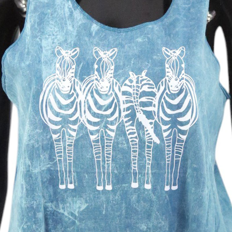 Fransen-Top mit Zebra-Print | Türkisblau | Unisex