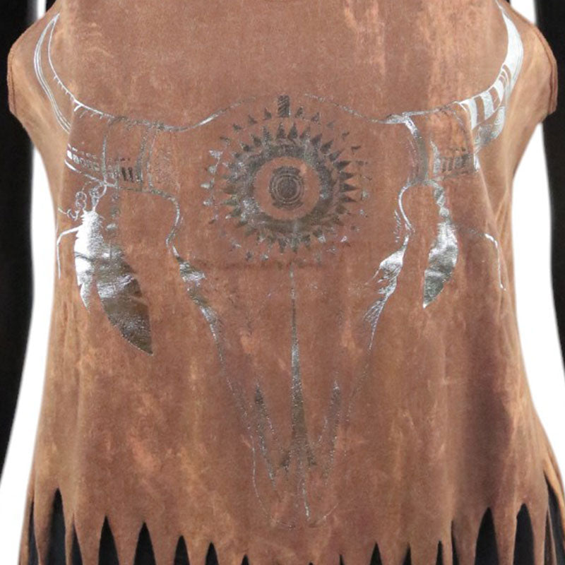 Boho Top mit Büffelschädel – Braun