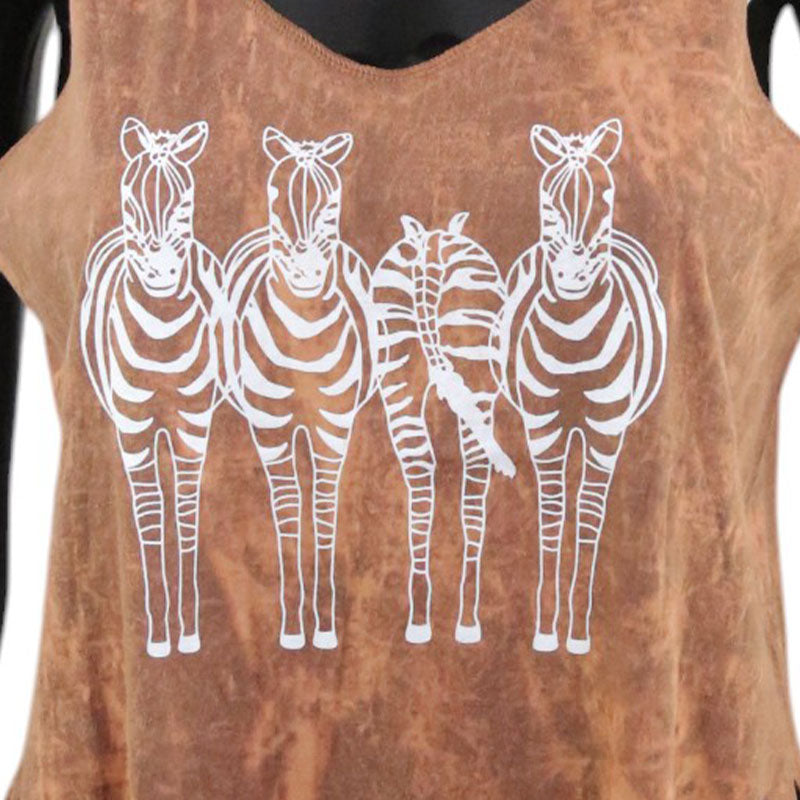 Boho Fransen-Top | Zebra Print | Braun