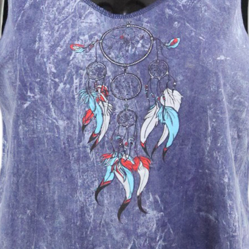 Boho Top Traumfänger | Violettblau | Fransen