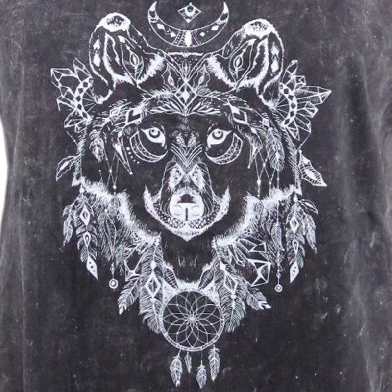 Wolf Top Schwarz – Mandala Print