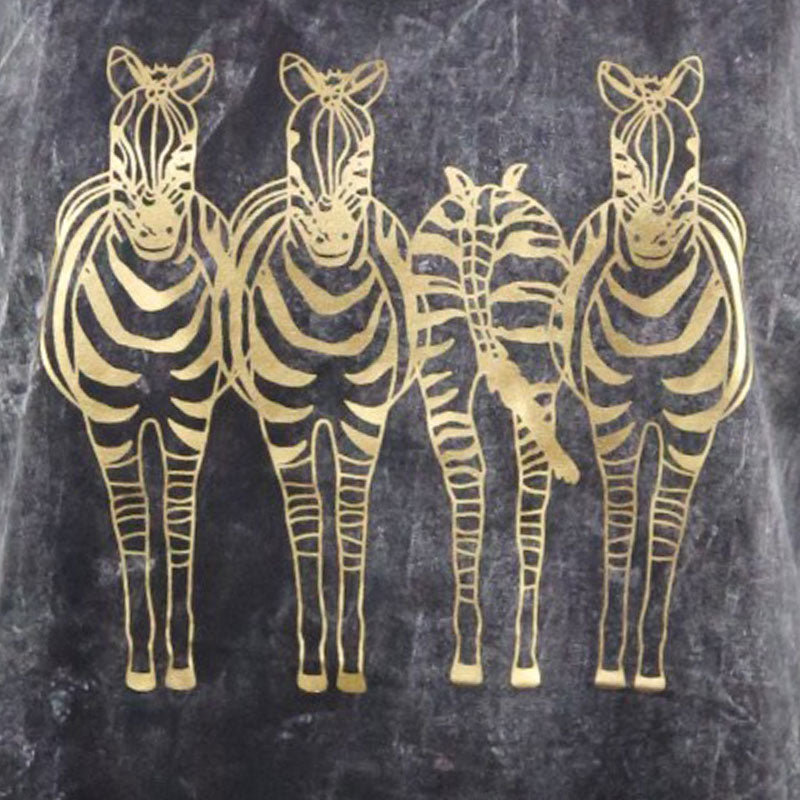 Zebra Top Schwarzgold | Fransen-Style | Damen Shirt
