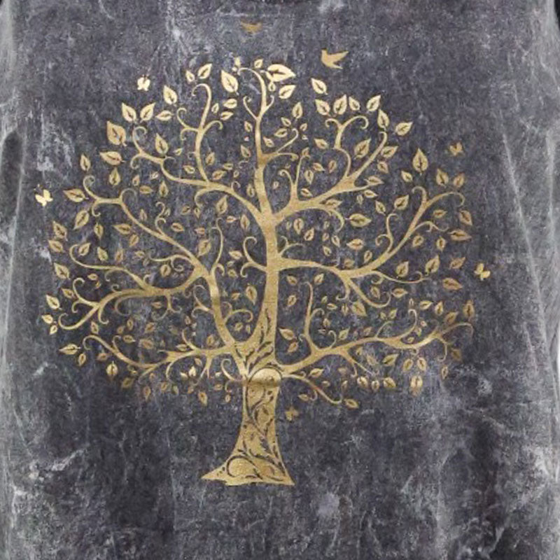 Boho Damen-Top – Lebensbaum in Gold