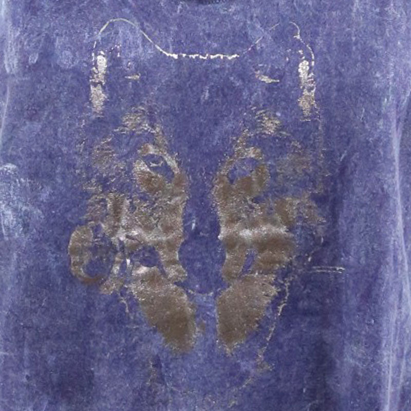 Boho Damen-Top – Violettblau mit Wolfsmotiv im schimmernden Metallic-Effekt