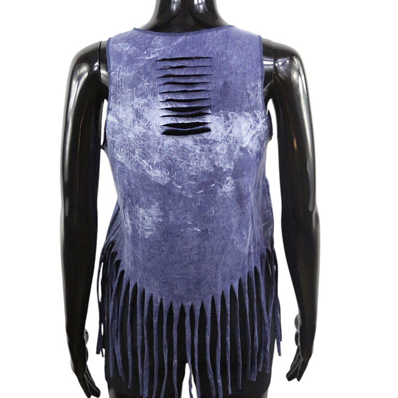 Pferde-Top Indigo – Ornament Kunst auf Fransen-Top