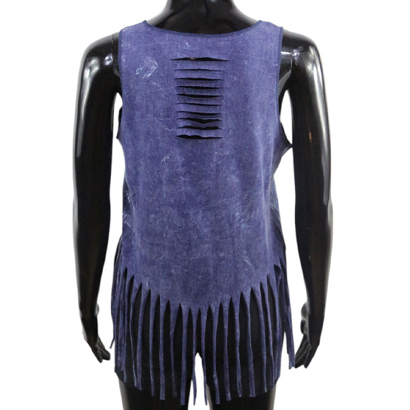 Boho Top Traumfänger | Violettblau | Fransen