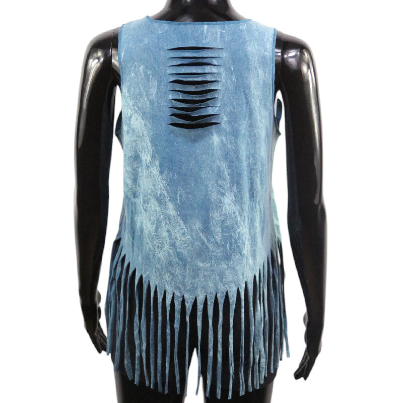 Zebra Top Türkisblau | Silberprint | Fransen Shirt Damen