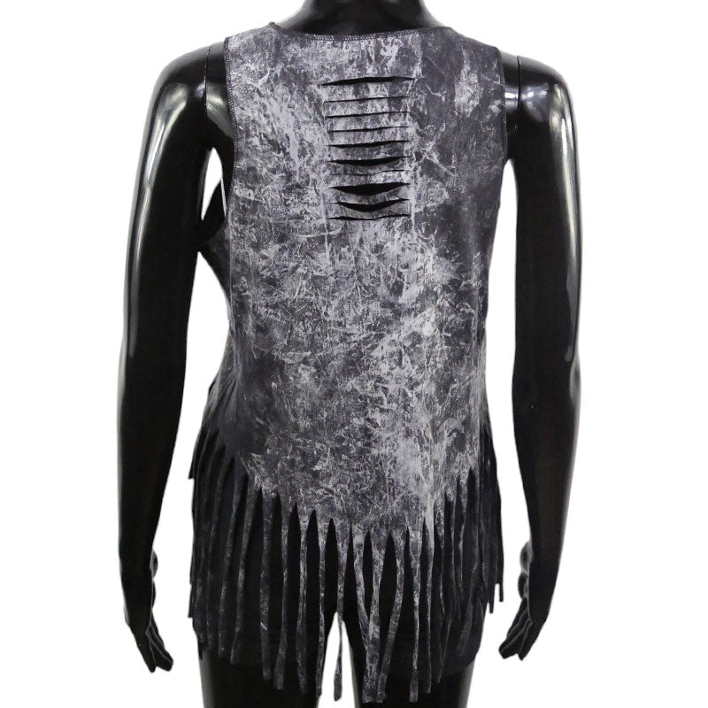 Fransen-Top Schwarz – Tribal Pferdekopf Print