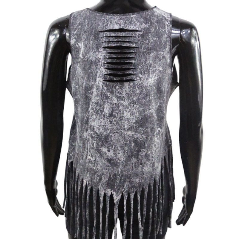 Boho Damen-Top – Schwarz mit Traumfänger & Fransen