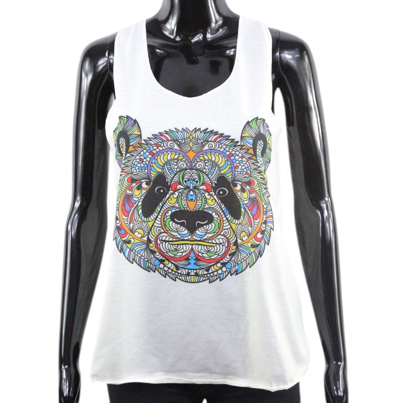 Damen Tanktop mit buntem Panda-Motiv – Ethno Look