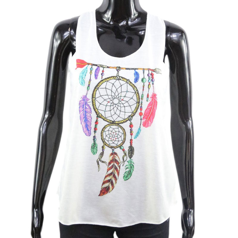 Damen Tanktop mit Traumfänger & Pfeil – Boho Stil Weiß
