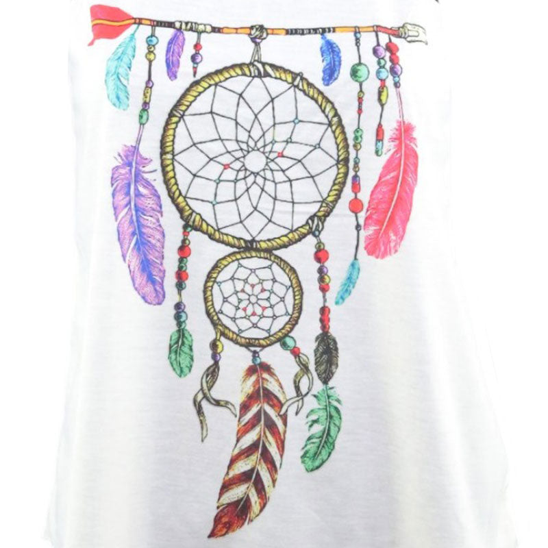 Damen Tanktop mit Traumfänger & Pfeil – Boho Stil Weiß
