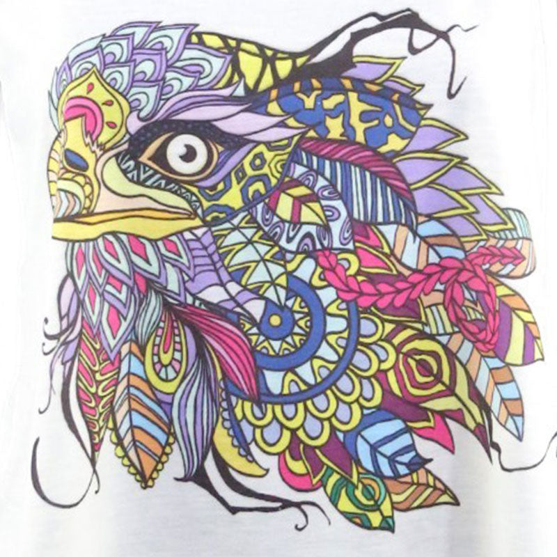 Damen Tanktop mit bunter Adler-Feder Grafik – Boho Style