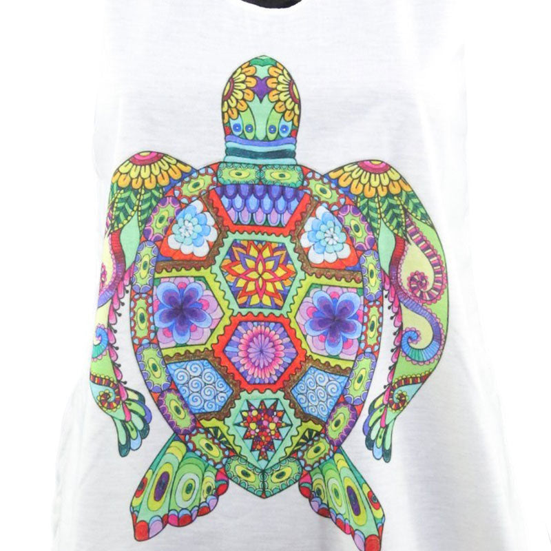 Damen Tanktop mit bunter Mandala-Schildkröte – Sommer Boho Look