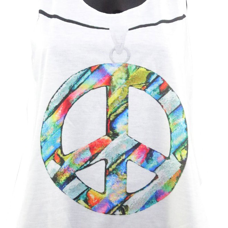 Damen Tanktop mit Peace-Zeichen – Bunter Boho Style