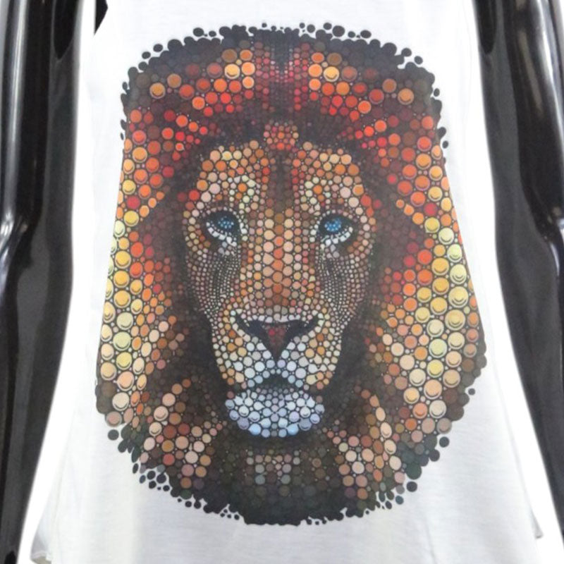 Damen Tanktop mit Löwenkopf-Muster – Animal Print im Mosaik-Stil