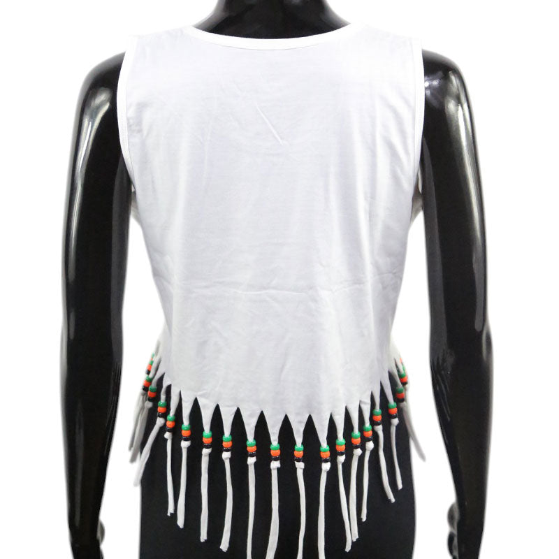 Boho Crop Top mit Wolf-Print, Traumfänger & Fransen – Festival Damen Tanktop