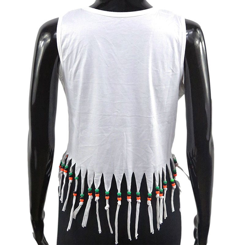 Damen Crop Top mit UK-Flagge und Fransen – Festival Tanktop Weiß