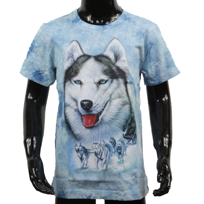 T-Shirt Kids Huskyportrait + Schlittengespann