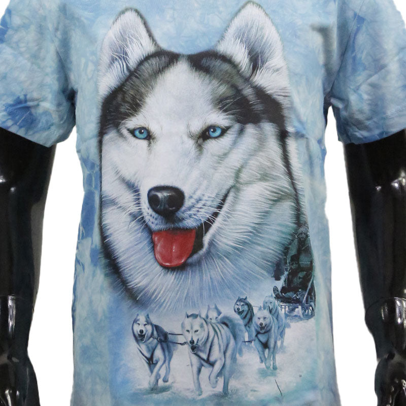 T-Shirt Kids Huskyportrait + Schlittengespann