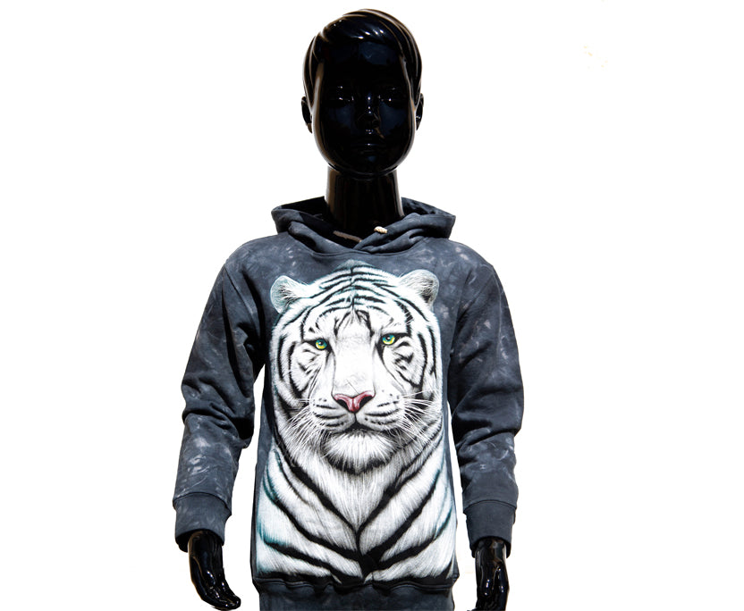 Kinder-Hoodie „White Tiger“ – Kapuzenpullover mit Tiger-Motiv