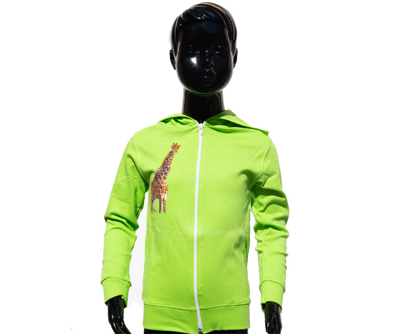 Kinder Zip-Hoodie „Night Wolf“ – Schwarz mit Wolf-Print