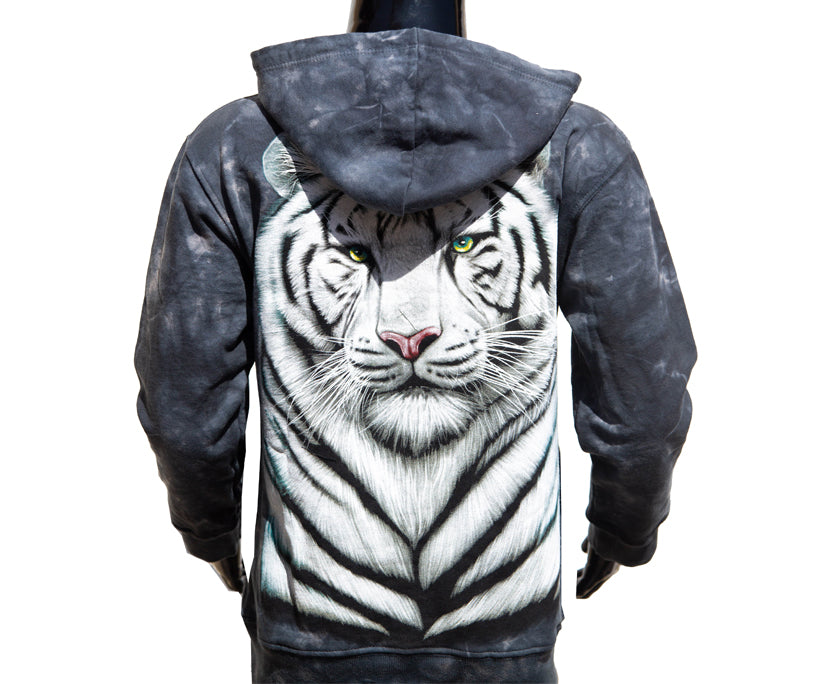 Kinder-Hoodie „White Tiger“ – Kapuzenpullover mit Tiger-Motiv