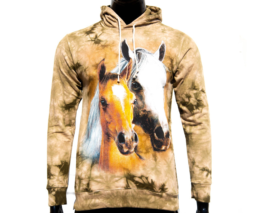 Hoodie „Pferdefreunde“ – Brauner Kapuzenpullover mit Pferdemotiv