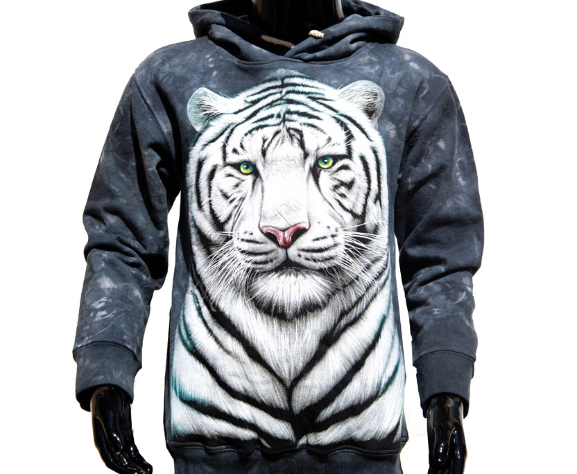 Kinder-Hoodie „White Tiger“ – Kapuzenpullover mit Tiger-Motiv