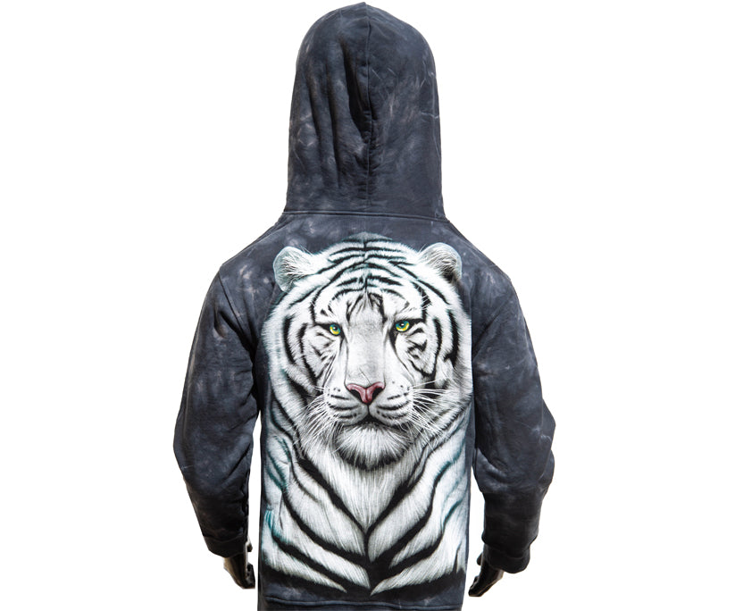 Kinder-Hoodie „White Tiger“ – Kapuzenpullover mit Tiger-Motiv