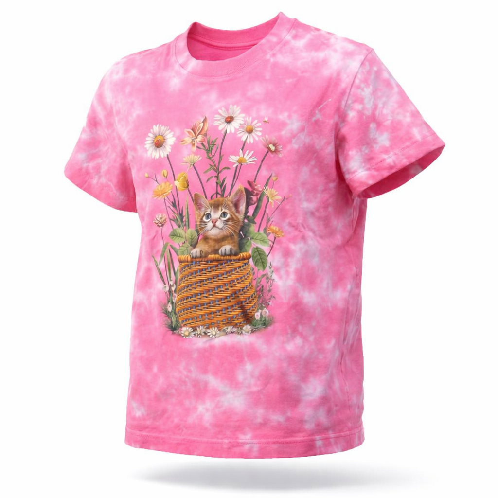 Kinder T-Shirt Katze mit Blumen