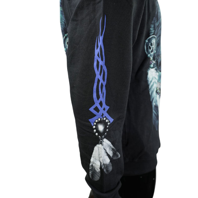 Zip-Hoodie mit Wolfsmotiv und Traumfänger – Ethno Spirit Design